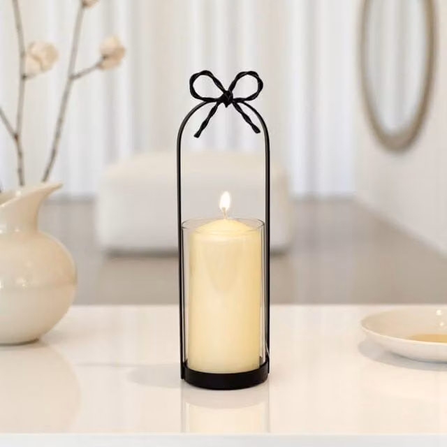Garden Greatness Hurricane Bow Wire Candle Holder in Black and Multicolour for Pillar or Tealight Candles