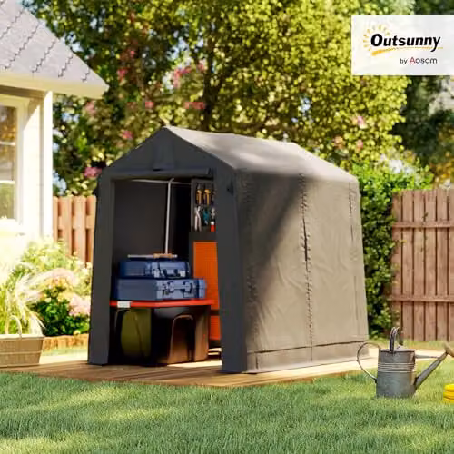 Outsunny Waterproof Garden Storage Shed in Grey with Single Door and Side Vent, W/D/H: 230 x 190 x 220 cm – 2