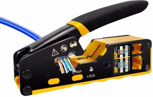 SPETLEK RJ45 Crimp Tool Kit for Pass Through Ethernet Cat6 and Cat5e, Yellow – 1