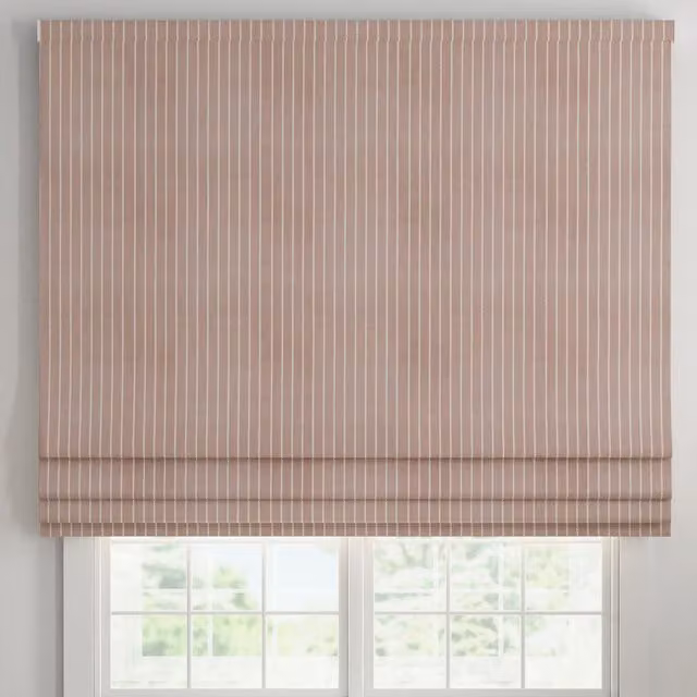 ANTE DECOR Burgess Pink Printed Cotton Stripe Made To Measure Blackout Roman Blind