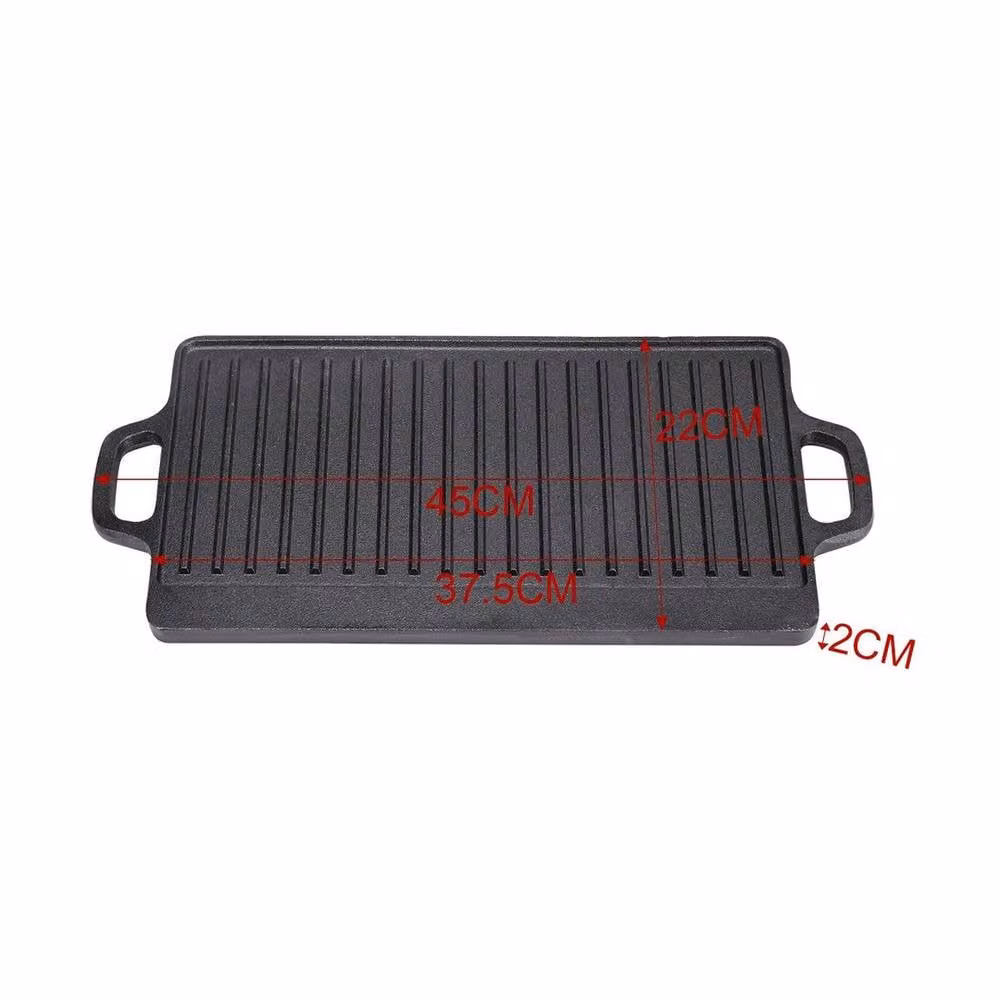PAWNORA Non-Stick Cast Iron Griddle, Black, W: 45 cm, D: 22 cm – 2