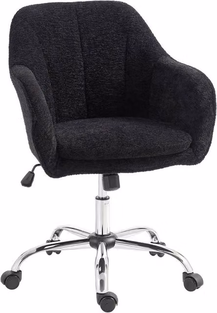 Rolipo Modern Snow Flannel Black Task Chair with Tub Back and Swivel Base