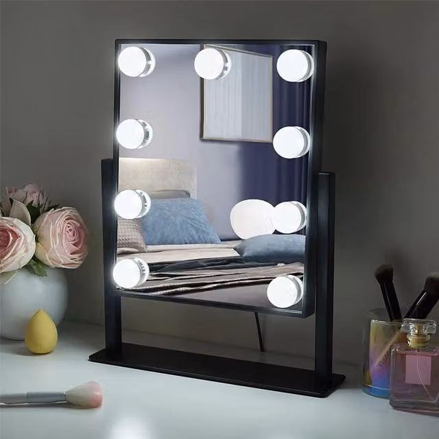 Livingandhome Hollywood LED Vanity Mirror with Smart Touch and 3 Colour Modes in Black