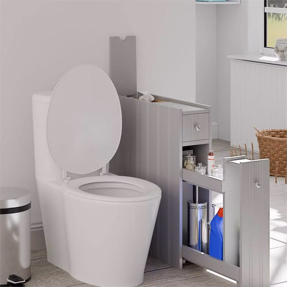 NESTLUNE Grey Narrow Slim Wooden Bathroom Storage Cabinet – 2