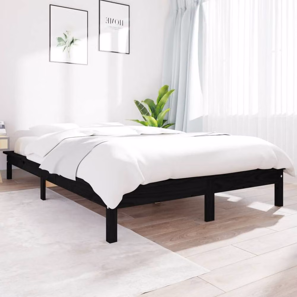 Berkfield Home Beautiful Super King Size Bed Frame in Black Solid Pine Wood, W/D/H: 180 x 200 cm – 2