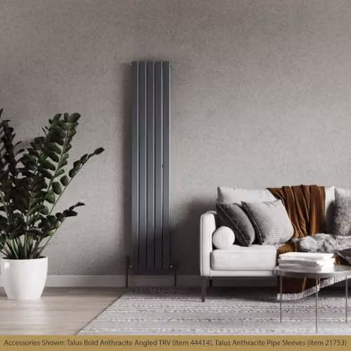 Typhoon Anthracite Flat Tube Vertical Designer Radiator in Enamelled Steel, H 180 x W 34 cm – 3