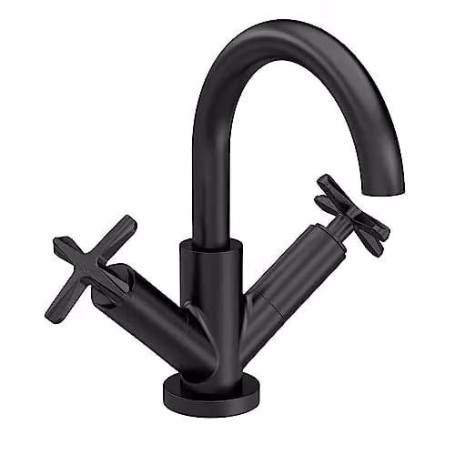 nuie CLX415 Aztec Modern Deck Mounted Mono Basin Mixer Tap with Push Button Waste, Matt Black – 2