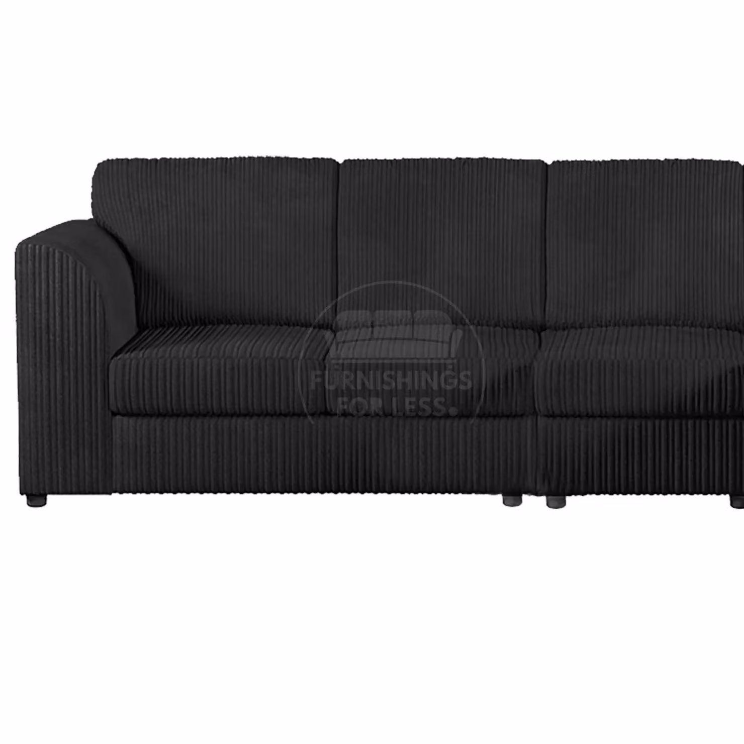 Furnishings For Less UK Luxor 5 Seater L-Shape Corner Sofa in Black Jumbo Cord, Right Hand Facing – 2