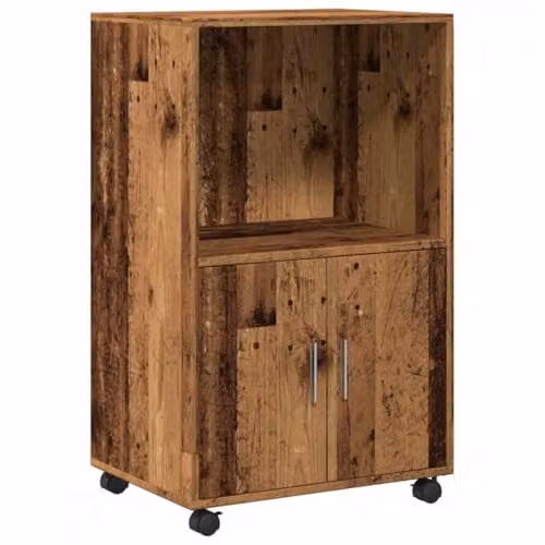 vidaXL Rolling Cabinet in Rustic Old Wood Brown, W/D/H: 55 x 40 x 91 cm – 1