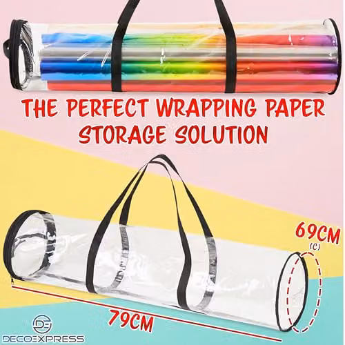 Deco Express Transparent Wrapping Paper Storage Bag with Handles, W/H: 22 x 79 cm – 6