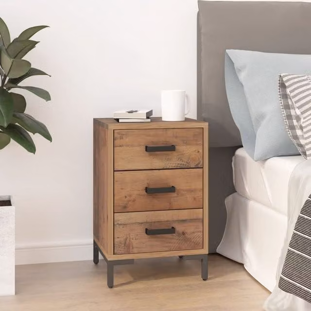 Berkfield Home Vintage Brown Solid Pinewood Bedside Cabinet W/D/H: 36 x 30 x 54 cm – 1