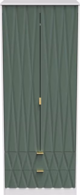 Ready Assembled 2 U Dallas Green 2 Door and 2 Drawer Wardrobe with Gold Details – 1