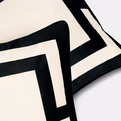 OHS Pack of 2 Monochrome Graphic Print Matte Velvet Decorative Square Cushion Covers, W/D/H: 45 x 45 x 45 cm – 2