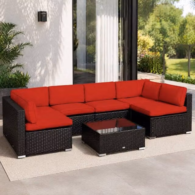 STILVORA Set of 14 Red Polyester Outdoor Cushion Covers – 1