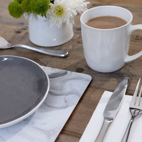 Creative Tops Set of 6 Rectangular Marble Printed Cork-Backed Placemats, White and Grey, W: 30 cm, D: 23 cm – 2