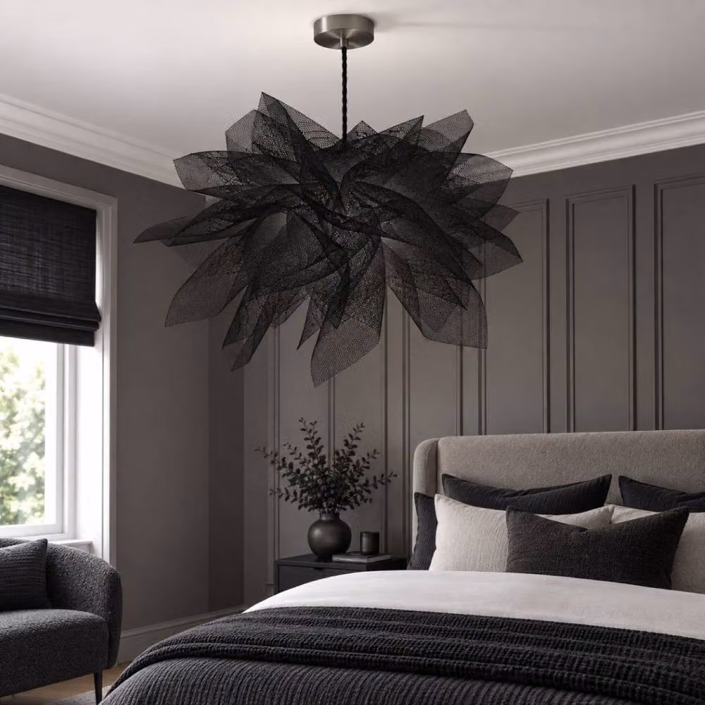 CGC Lighting Odette Black Ruffle Layered Tulle Silhouette Lampshade, Diameter: 60 cm – 3