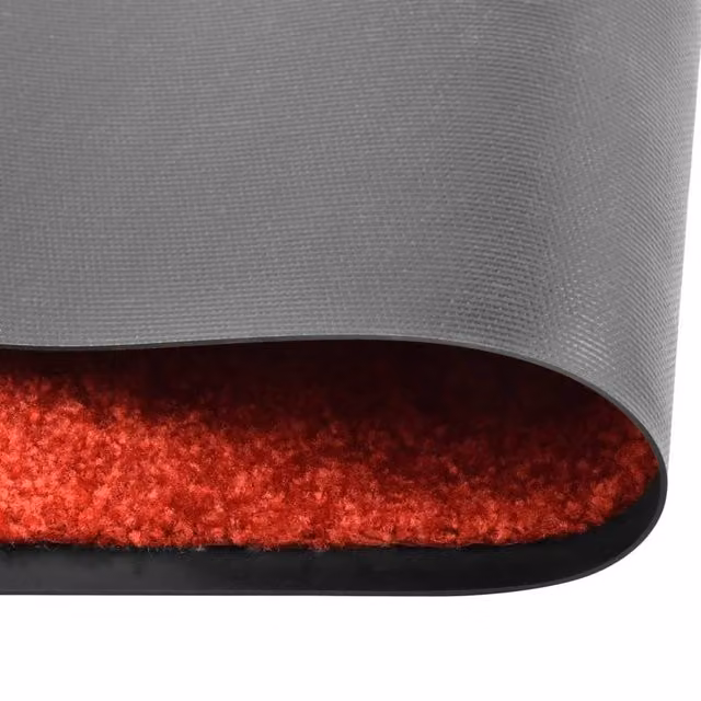 Berkfield Home Washable Non-Slip Red Doormat W: 60 cm, D: 90 cm – 1