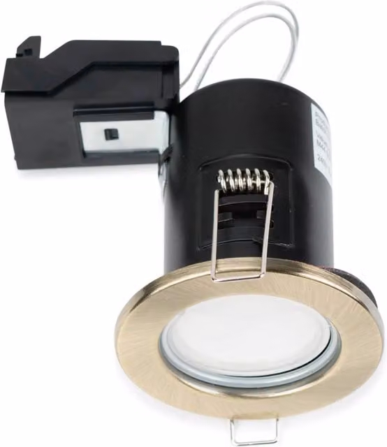 MiniSun Set of 20 Modern Fire Rated Antique Brass GU10 Recessed Ceiling Downlights with 5W Cool White LED Bulbs
