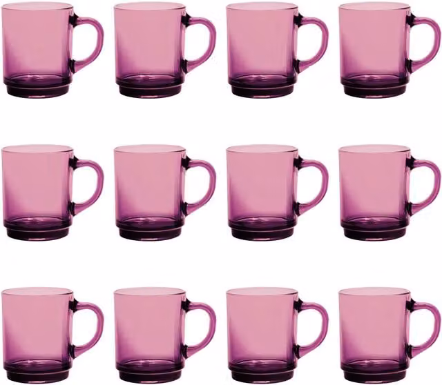 Duralex Versailles Glass Coffee Mugs, 260ml, Purple, Pack of 12 – 2