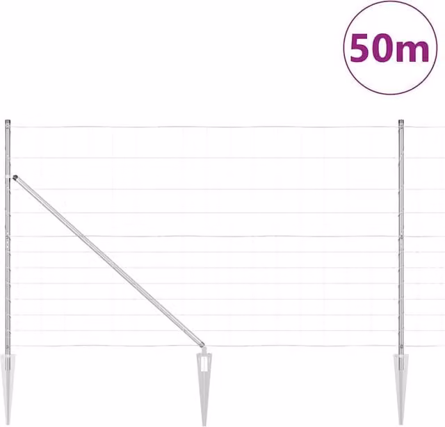 Berkfield Home Durable Field Fence, Galvanised Steel, Silver, 1.4 x 50 m – 1