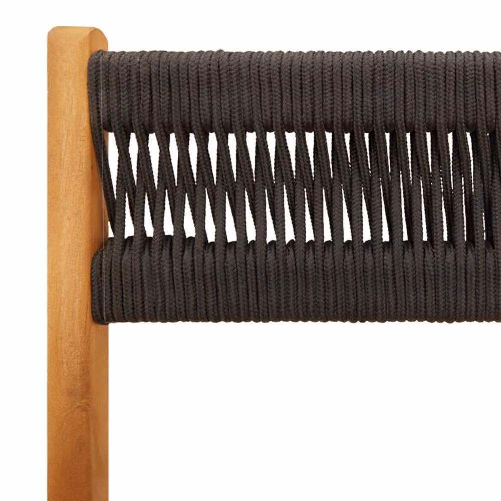 Berkfield Home Beautiful Bistro Chairs, Set of 2, Black Acacia Wood and Tan Rope – 3