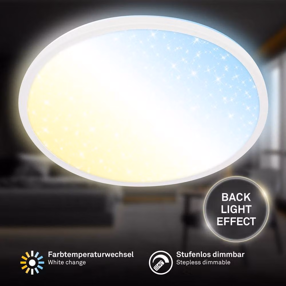 Briloner White LED Ceiling Panel with Remote Control, Dimmable Starry Sky Effect, CCT Warm to Cold White, W/D/H: 37.5 x 37.5 x 4.5 cm – 2