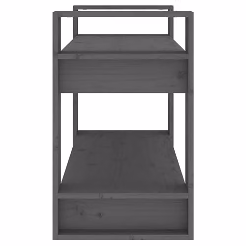 vidaXL Grey Solid Pine Wood Book Cabinet and Room Divider in Rustic Style – 4