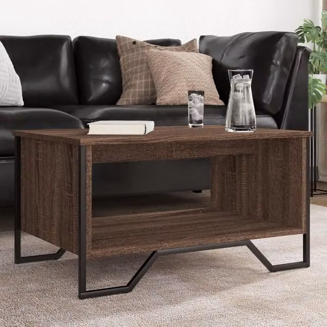 Berkfield Home Brown Oak Coffee Table in Engineered Wood W/D/H: 75 x 51 x 40 cm – 1