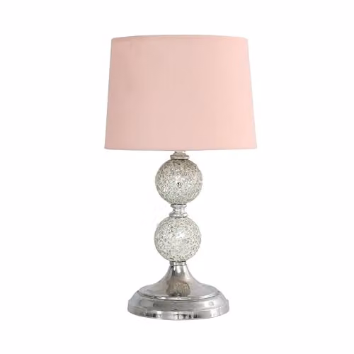 ValueLights Harmony Modern Chrome and Glass Table Lamp with Pink Shade – 1
