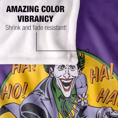 Logovision DC Originals The Joker Silky Touch Super Soft Fleece Throw Blanket, Multicolour, W: 91.44 cm x D: 91.44 cm x H: 147 cm – 3