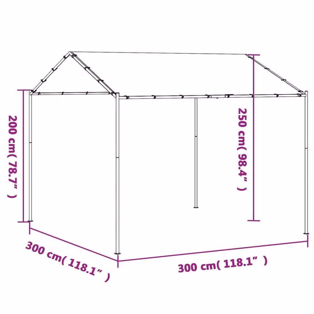 Berkfield Home Spacious Canopy Tent in Anthracite Grey, W: 300 cm, D: 300 cm, H: 250 cm, Steel and Polyester – 4