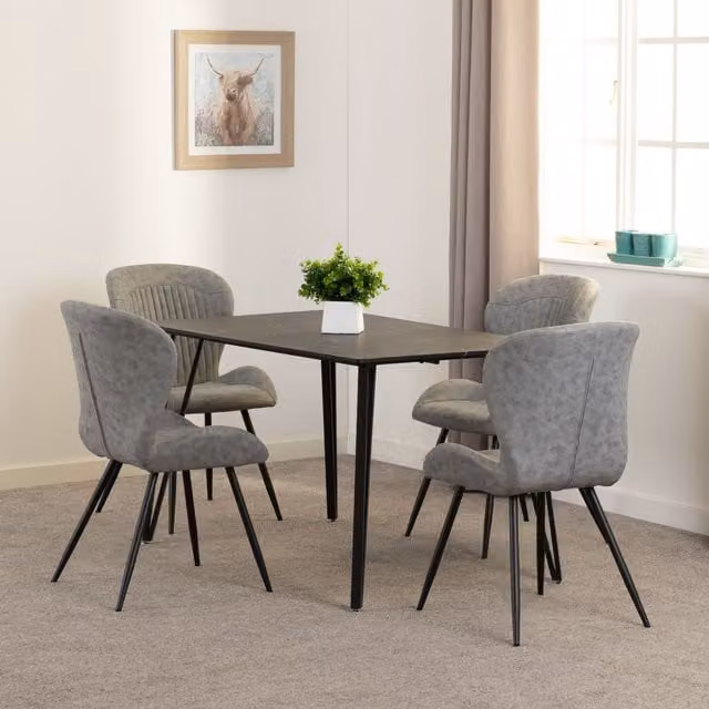 Seconique Marlow & Quebec Modern Rectangular Dining Set in Grey