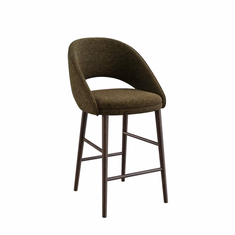 Dome Deco BEND Low Bar Chair in Green Fabric and Metal