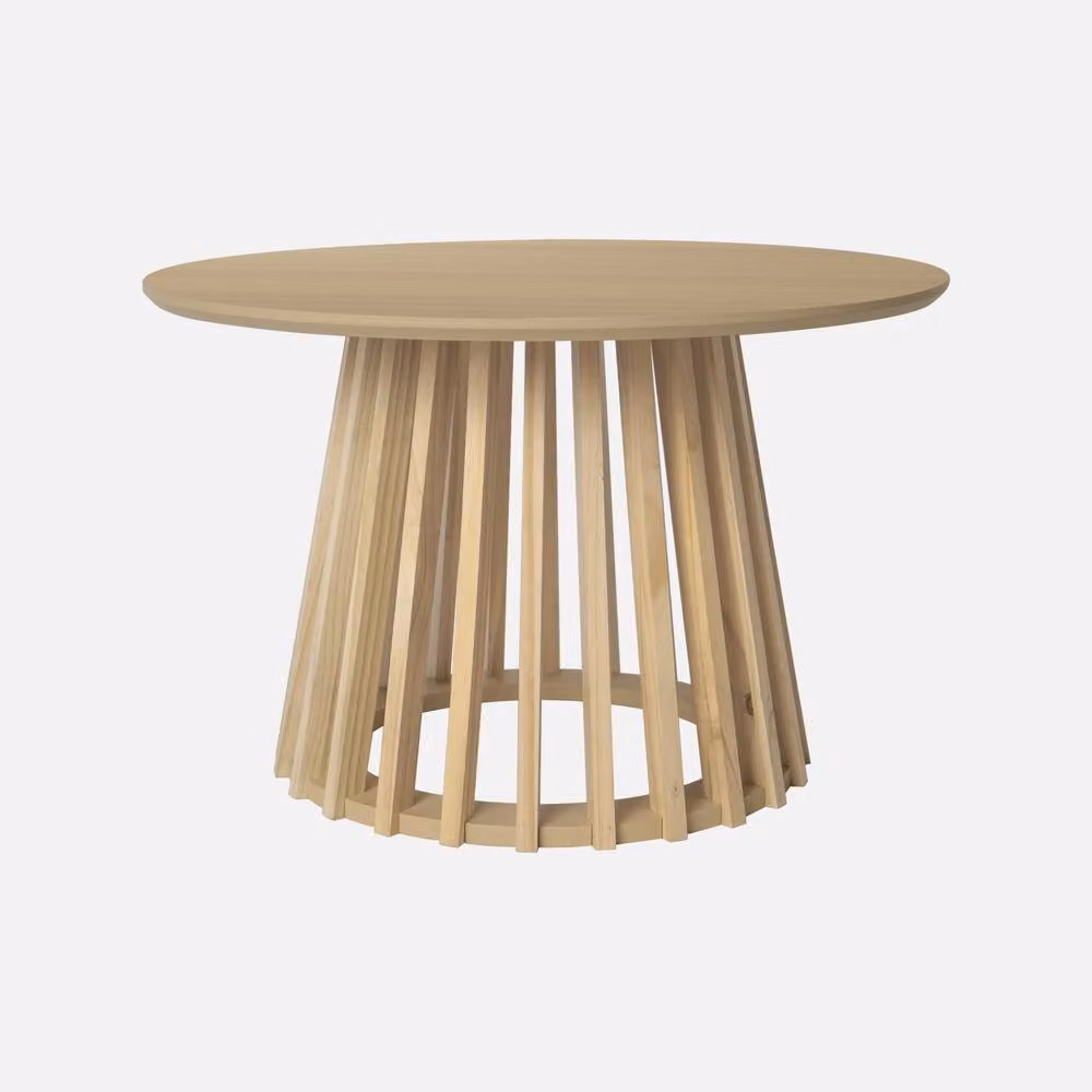 Sweek Pair of Round Wooden-effect Nesting Coffee Tables in Light Brown – 2