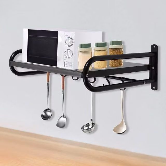 EONLION Black Stainless Steel Wall Mounted Microwave Shelf, Width: 100 cm – 1
