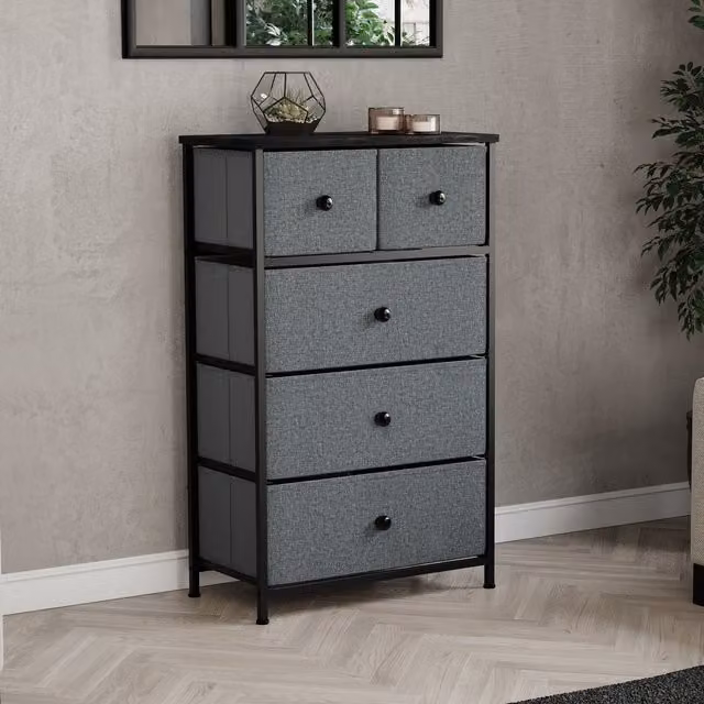 Vida Designs Modern Metal Chest of Drawers in Grey and Black