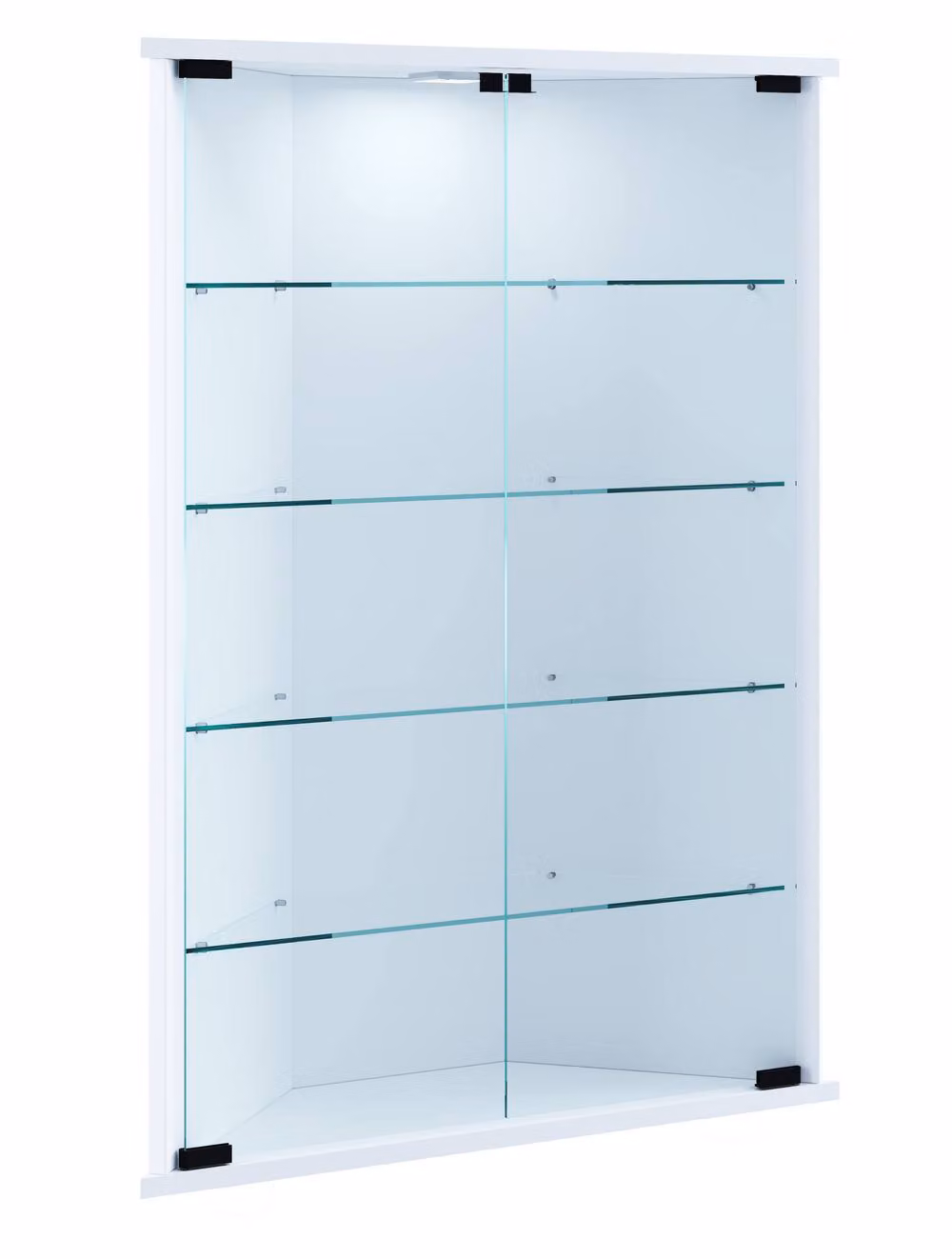 VCM Vecko White Wall Mounted Corner Display Cabinet with Glass Doors – 2