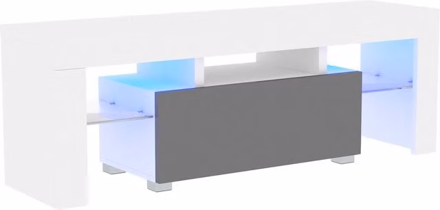 Lassic Luna 1 Drawer LED TV Unit in White and Grey with Integrated Lighting and Glass Details