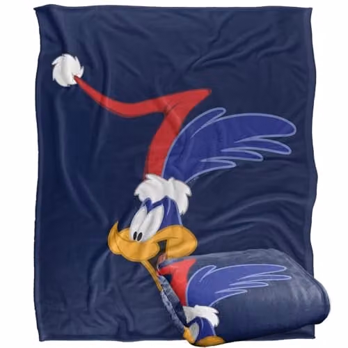 LOGOVISION Looney Tunes Road Runner Santa Hat Super Soft Fleece Throw Blanket, Multicolour, W: 152 cm, D: 127 cm