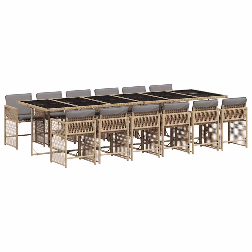 Berkfield Home Garden Dining Set in Beige and Light Grey – 2