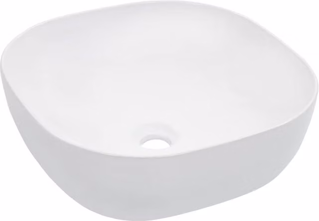 Berkfield Home Square Ceramic Countertop Wash Basin, White, W/D/H: 42.5 x 42.5 x 14.5 cm