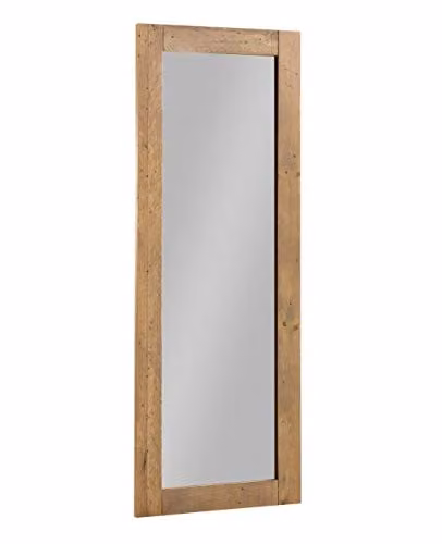 Baumhaus Urban Elegance Industrial Reclaimed Extra Long Wall Mirror in Brown with Solid Wood and Steel Frame, H 150 x W 55 x D 2 cm