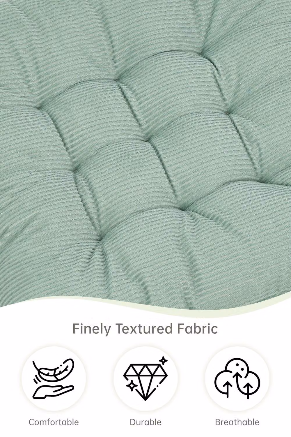 Garden Sanctuary Set of 4 Green Corduroy Square Chair Cushions, W/D/H: 40 x 40 x 40 cm – 4