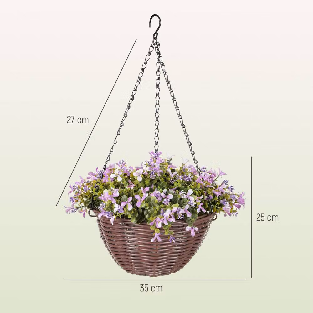 STILVORA Set of 2 Artificial Hanging Floral Baskets with Purple and Multicolour Flowers and Leaves – 2
