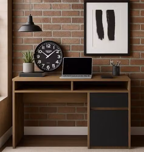 DECOROTIKA Isla Modern Computer Desk in Brown and Black