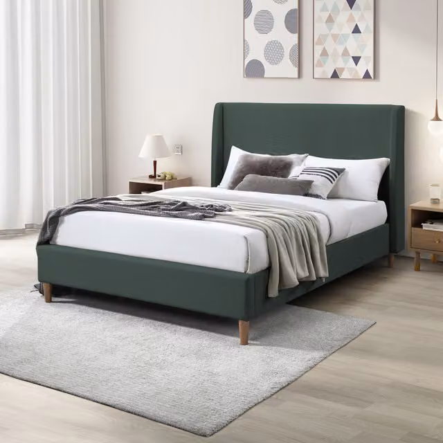FurnitureboxUK Hana King Size Upholstered Bed Frame in Green Eco Recycled Fabric