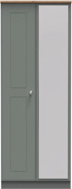 2 U Albert Tall 2 Door Mirrored Wardrobe in Pale Green, Ready Assembled