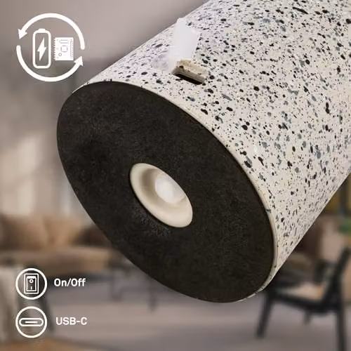 Briloner Rechargeable LED Table Lamp in Travertine Grey with Touch Dimmer and IP44 Rating, W/D/H: 12 x 12 x 17 cm – 7