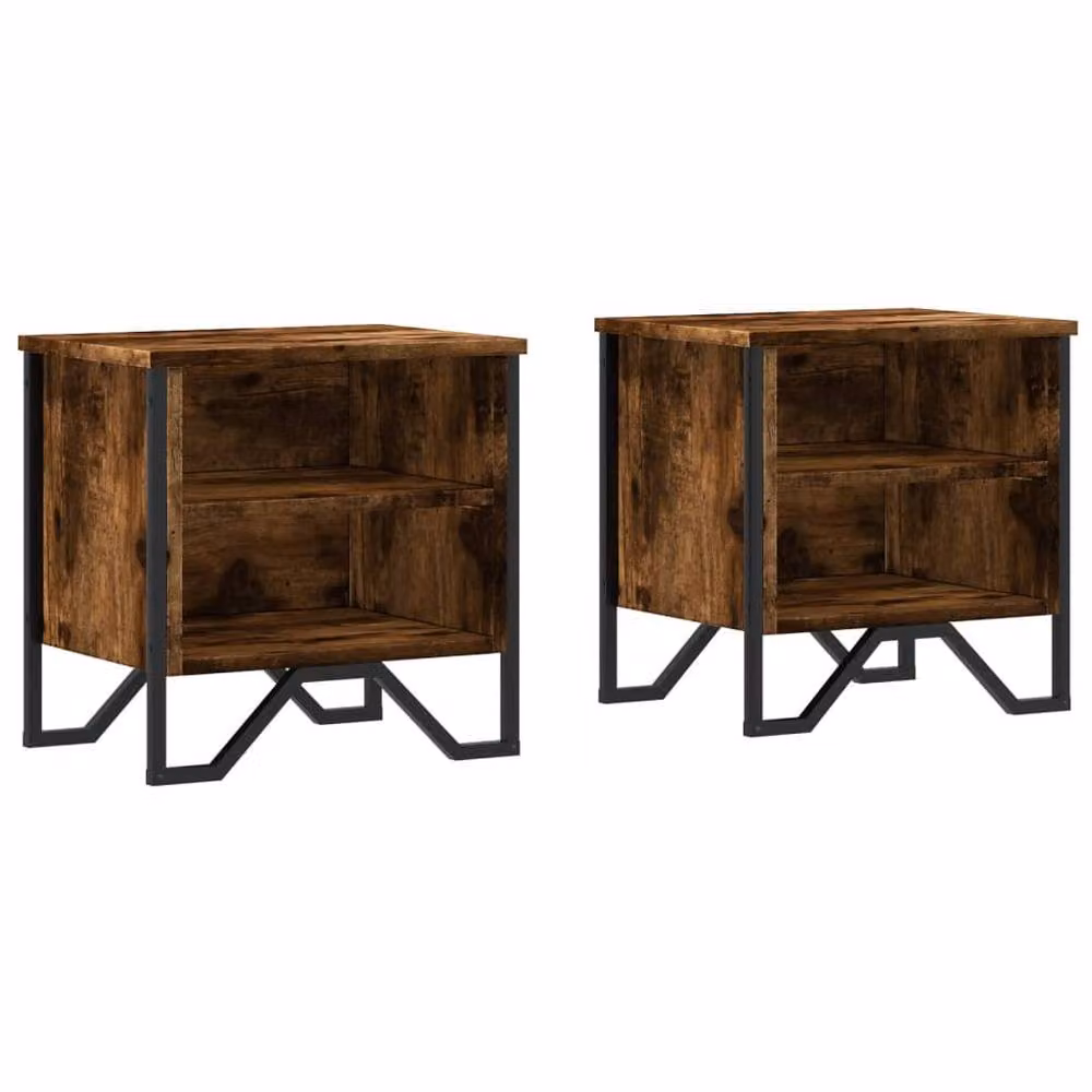 Berkfield Home Decorative Bedside Cabinet Set in Smoked Oak Brown, 2 Pieces, W/D/H: 40 x 30 x 40 cm – 2