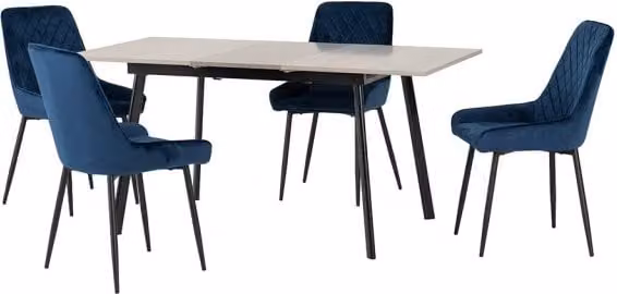 Seconique Avery Extending Dining Set with Concrete Effect Table and 4 Blue Chairs